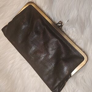 Latico Leathers N.J. USA Chocolate Brown Double Frame Clutch Wallet